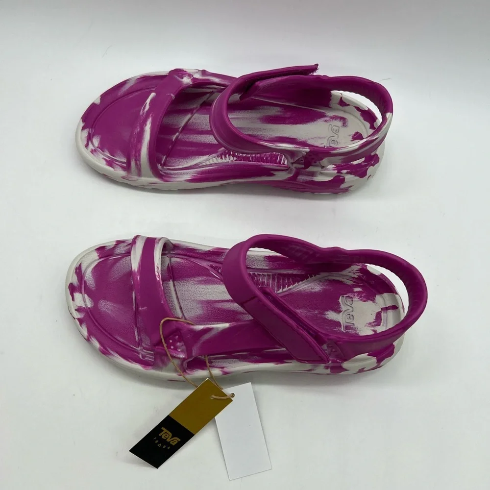 Teva Kids Pink and White Swirl Sandals With Velcro Strap Size Big Kid 3 NWT